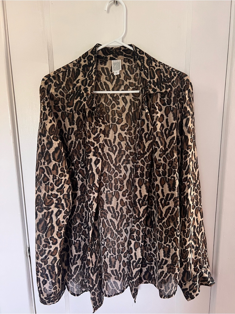 Vintage Leopard Print Sheer Blouse - Brown/Black
